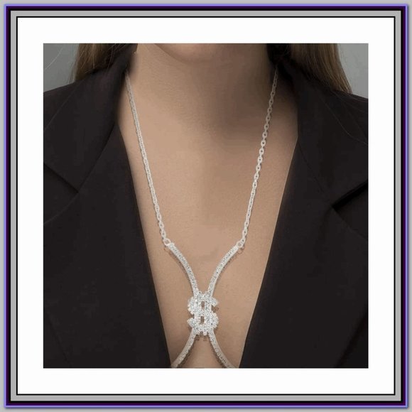 Rhinestone Chest Bracket - dollor-silver - Picture 1 of 7